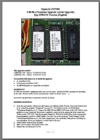 Digitech GSP 2101 Artist Upgrade 3.00.00.a GSP2101 NEW GSP2101
